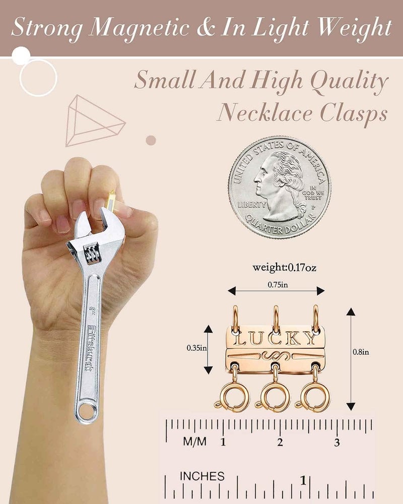 OHINGLT Lucky Necklace Layering Clasp Separator for Stackable, Rose Gold Plated Multiple Necklace Clasps for Women - Image 2